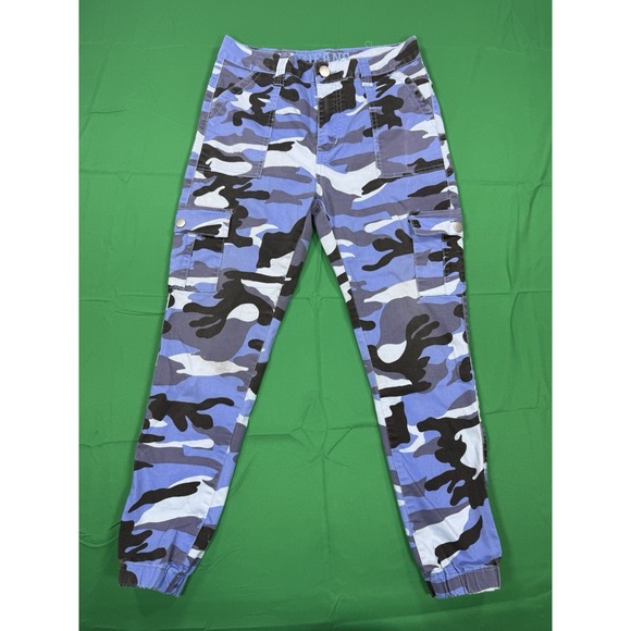 VIP Jeans Pants - Y2K VIP JEANS Womens 11/30 Blue Camo Cargo Jogger Pants Stained